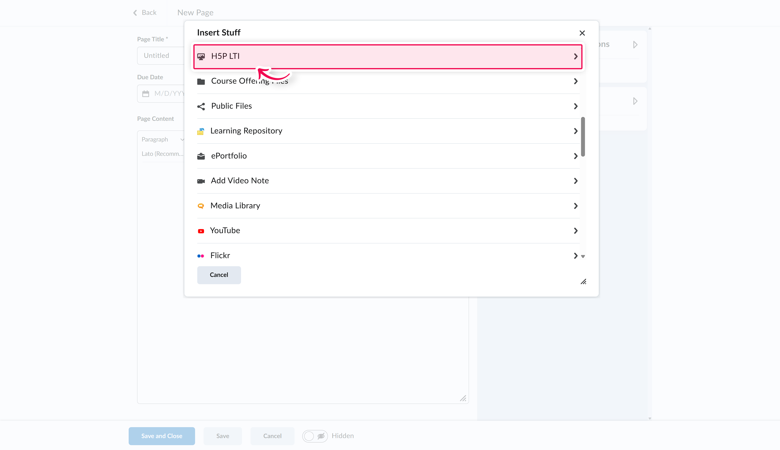 Popup showing tools list in Brightspace.png