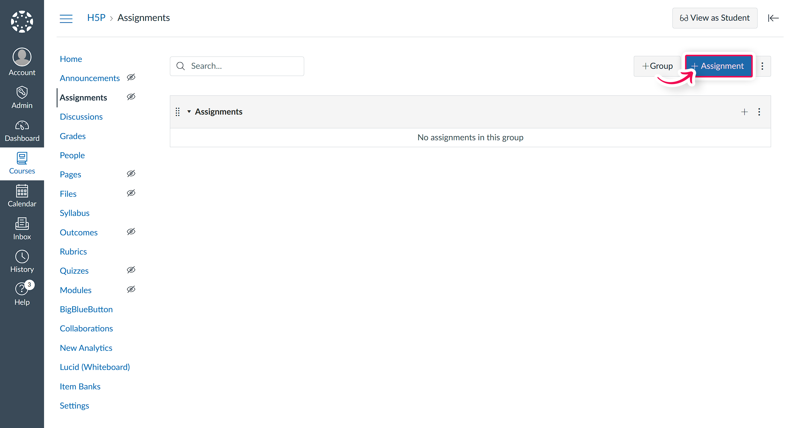 Course view showing the assignment section with the New assignment button highlighted.png