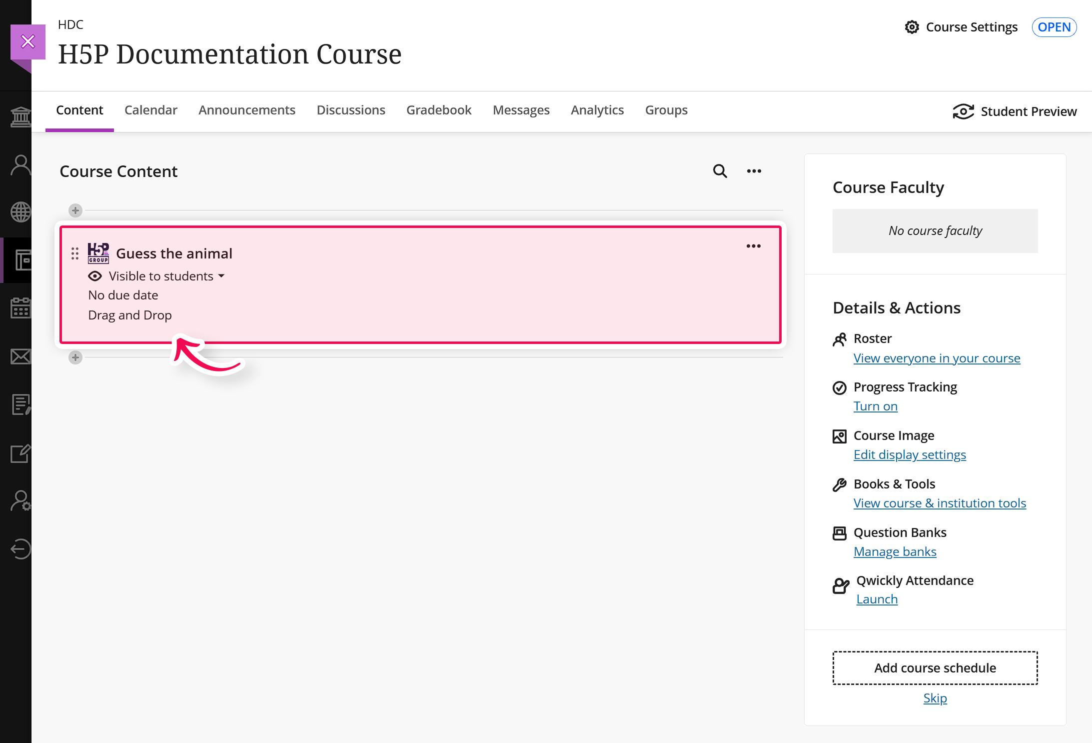 Course view in Blackboard with H5P inserted.png