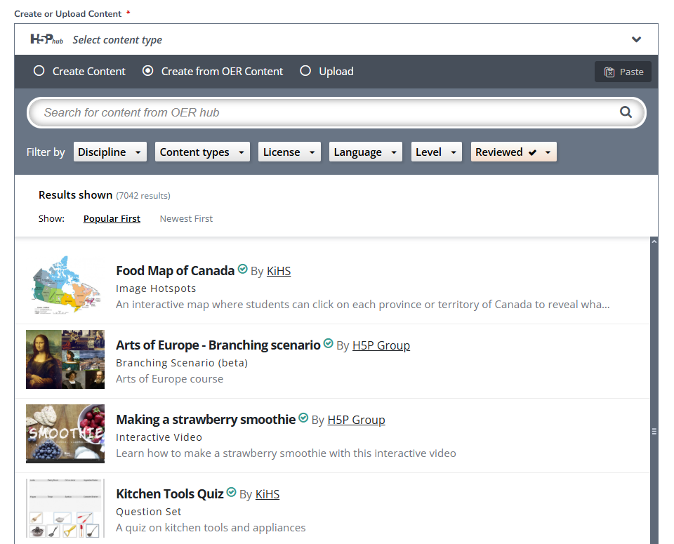 Create from OER Content