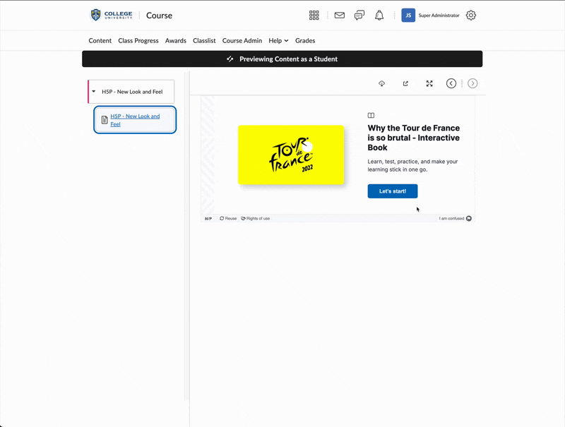 H5P with the New Look and Feel in Brightspace
